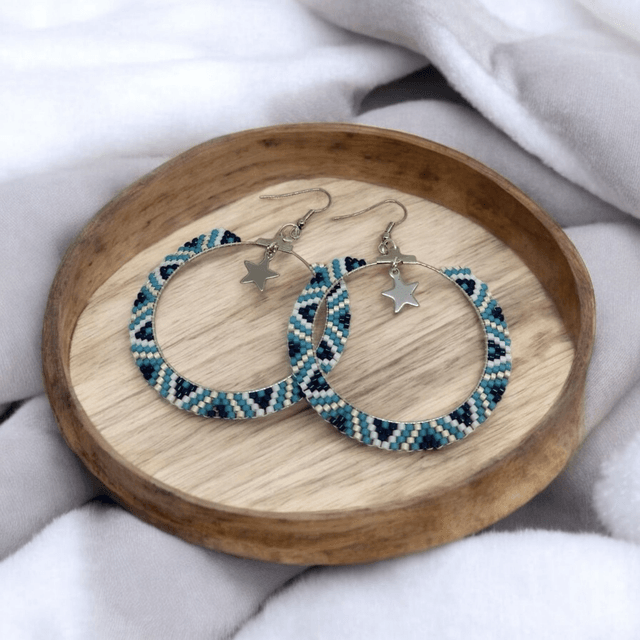 Boucles d'oreilles créoles bleu