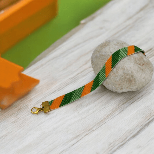 Bracelet tons vert et orange
