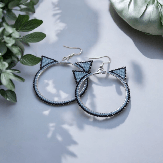 Boucles d'oreilles créoles chat
