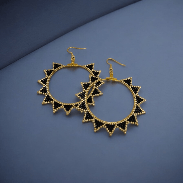 Boucles d'oreilles créoles noir et or