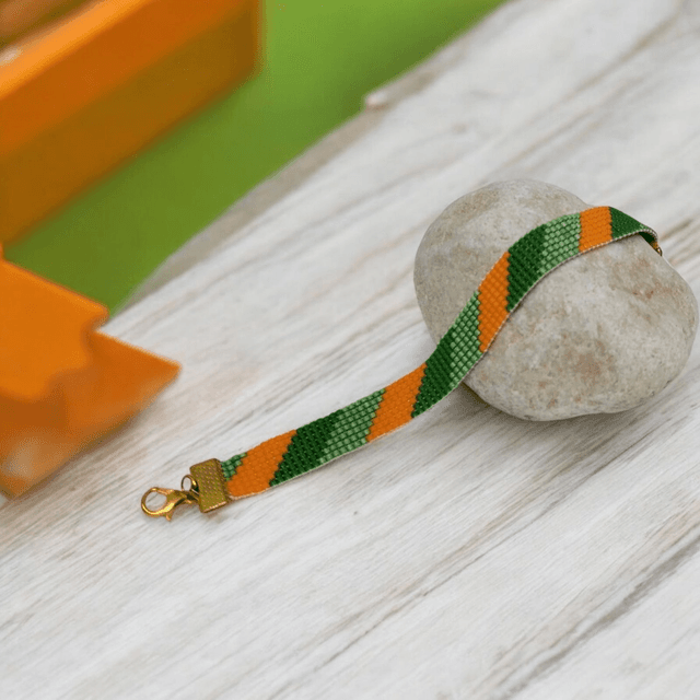 Bracelet tons vert et orange