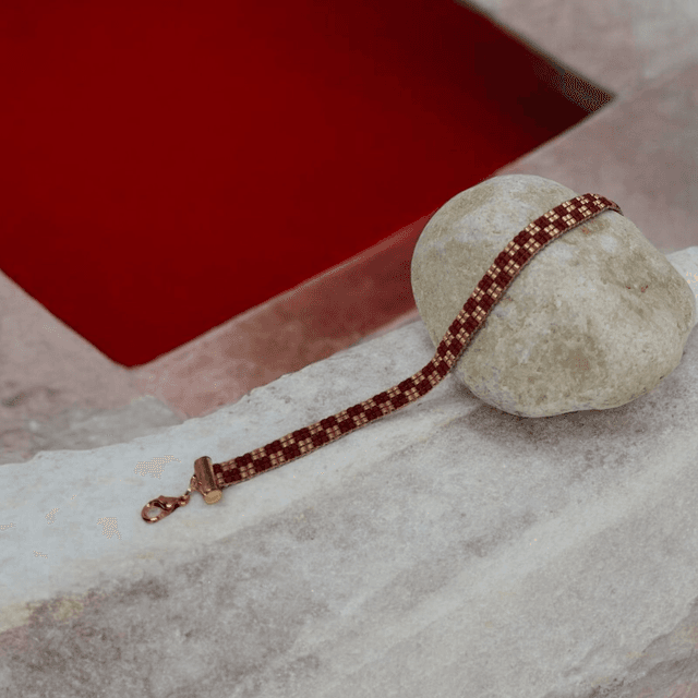 Bracelet rouge et or rose