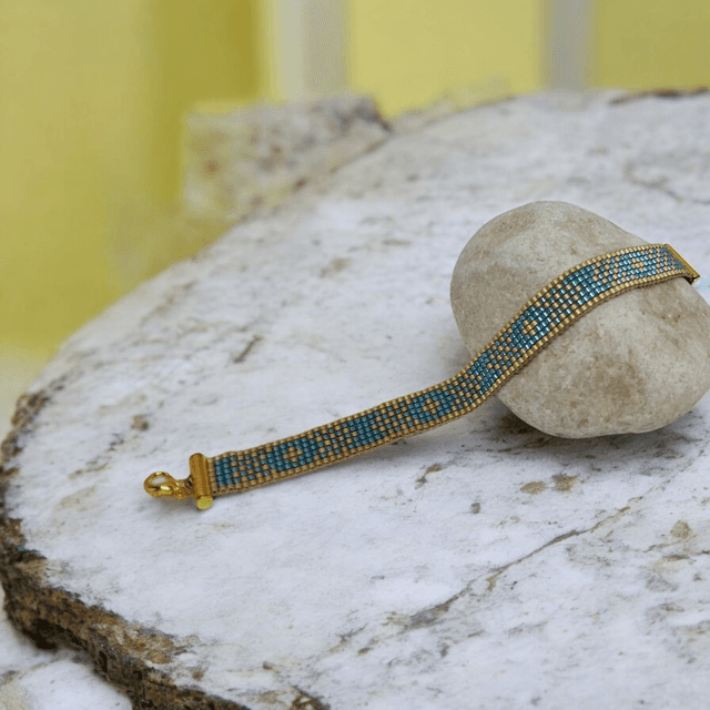 Bracelet bleu et or