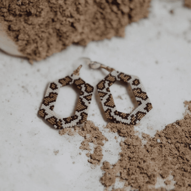 Boucles d&#039;oreilles hexagone léopard