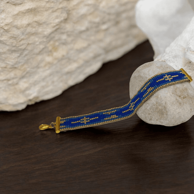 Bracelets tons bleu et or