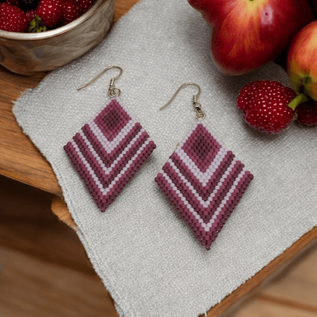 Boucles d&#039;oreilles losanges roses
