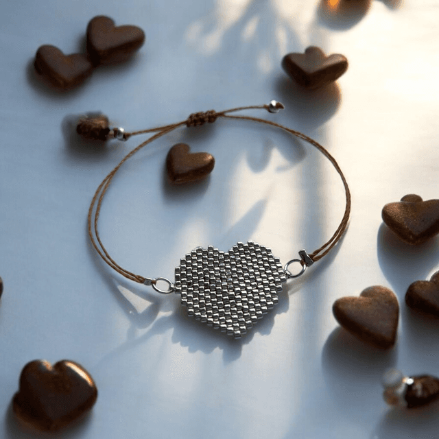 Bracelet motif coeur argenté