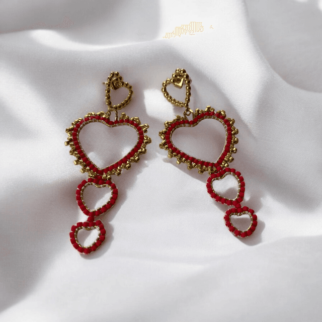 Boucles d&#039;oreilles trio de coeurs